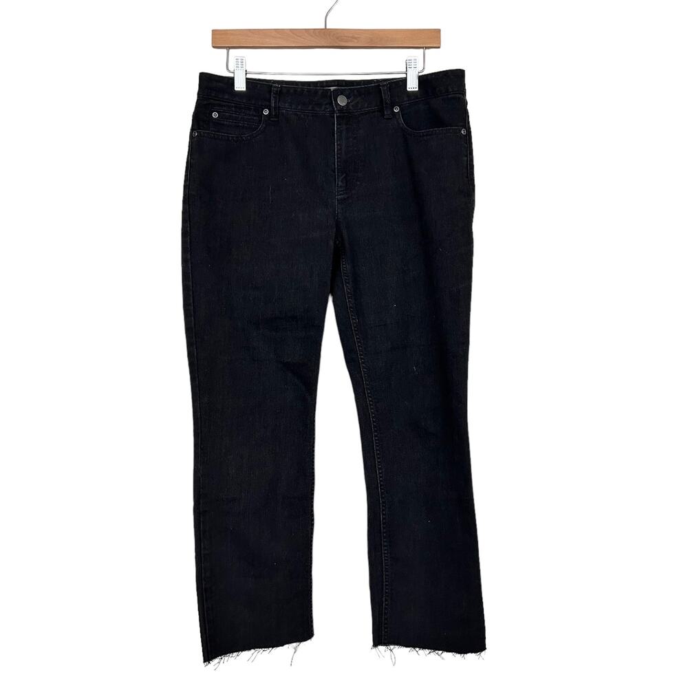 J. Jill Black Slim Leg Raw Hem Jeans Sz 8